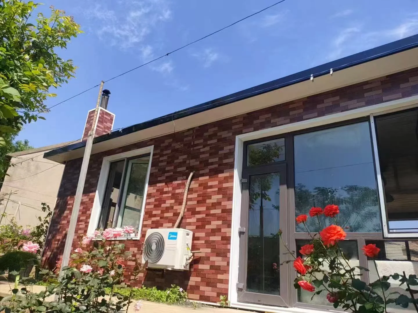 Brick finish wall panels around residential windows