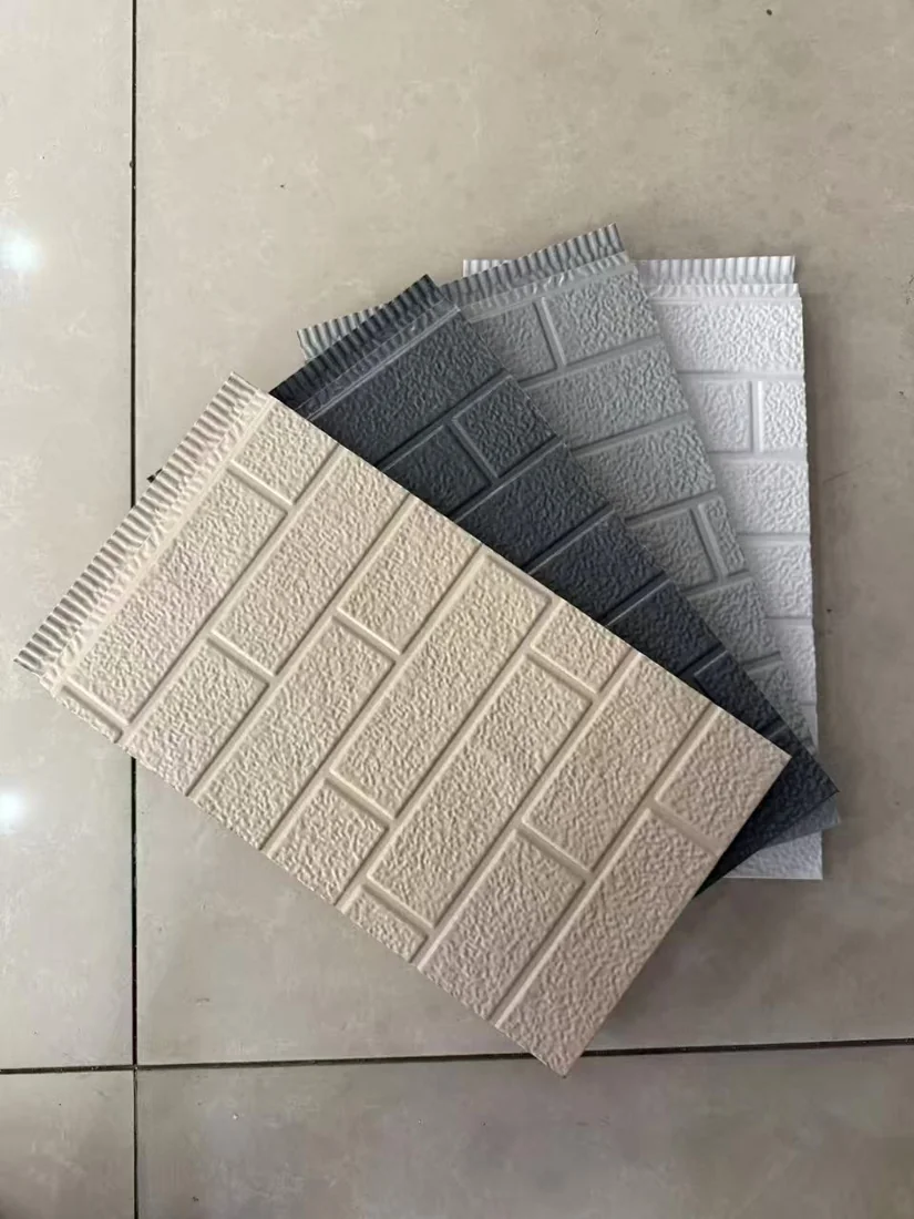 Actual brick-pattern metal panel samples