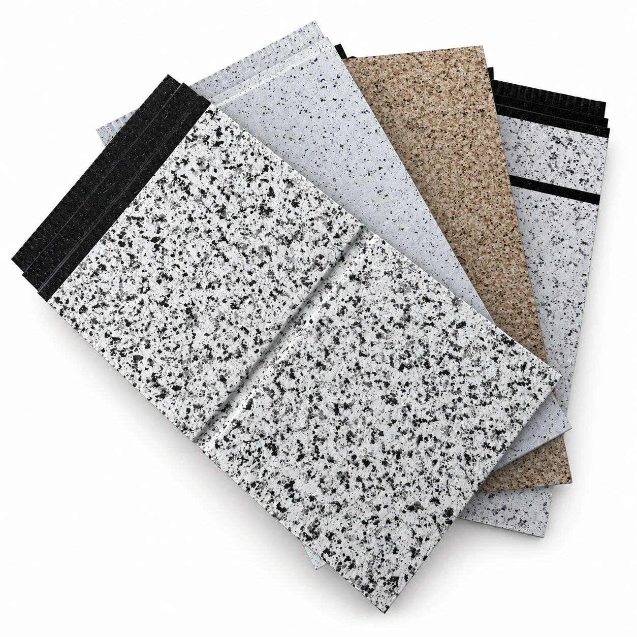 Spray Texture Pattern finish samples on a clean white background